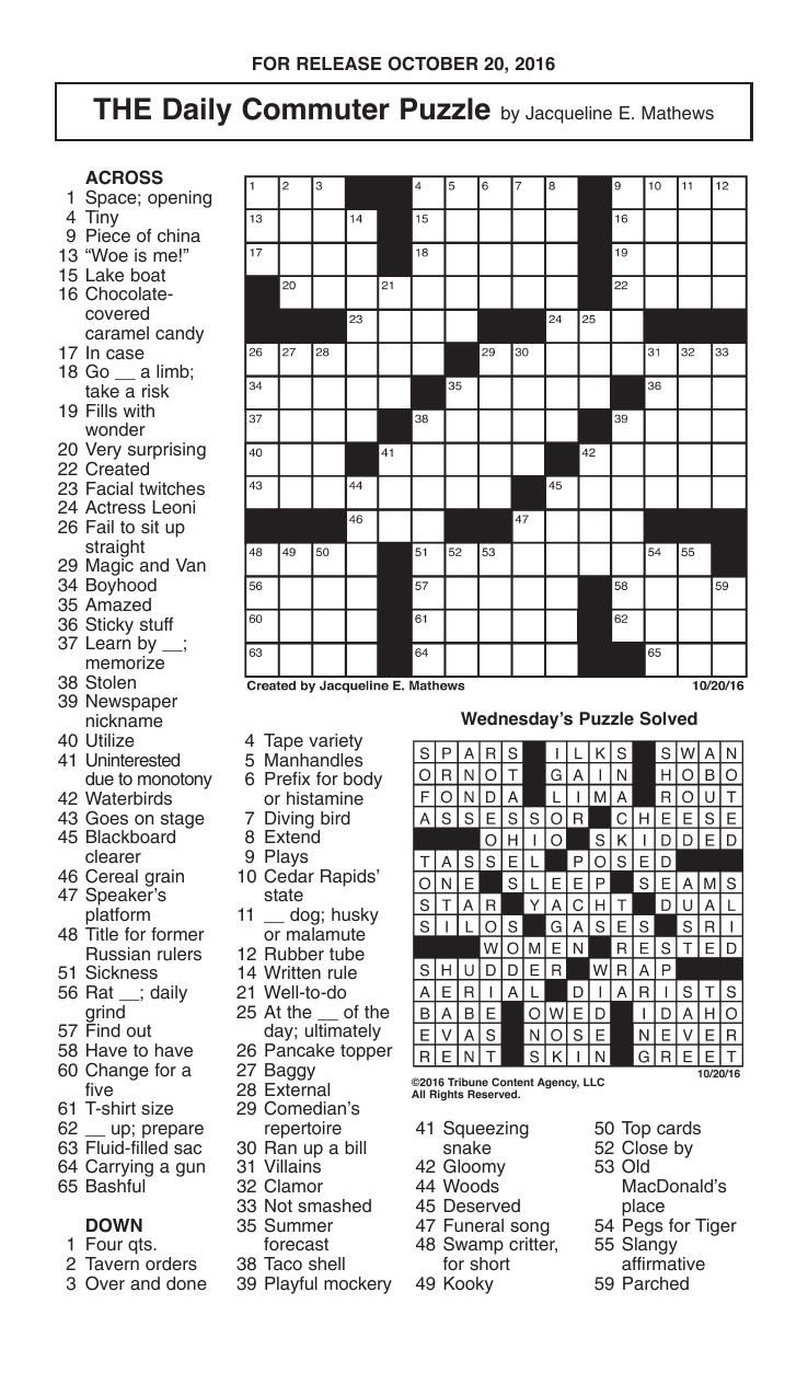 Crosswords October 20 2016 Crosswords Redandblack October Crossword Puzzle Printable 