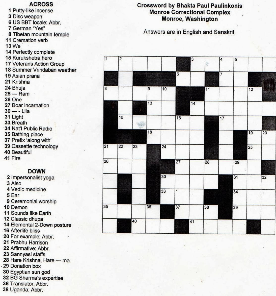 Bail Out Crossword