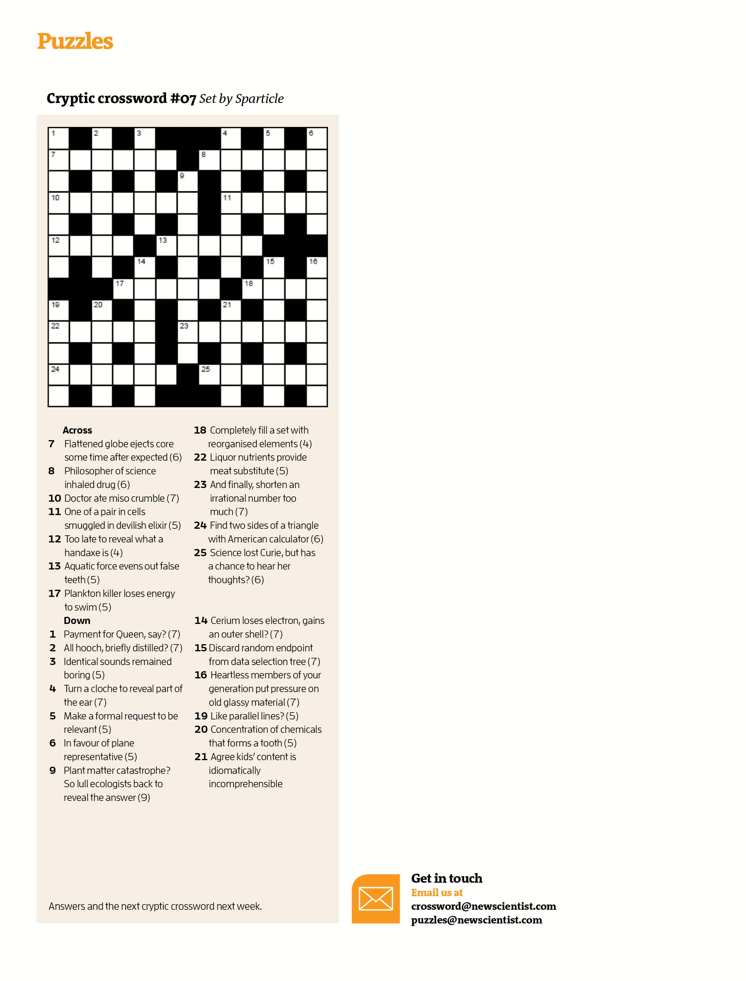 Cryptic Crossword #07 | New Scientist - Printable Crossword Puzzles Globe And Mail
