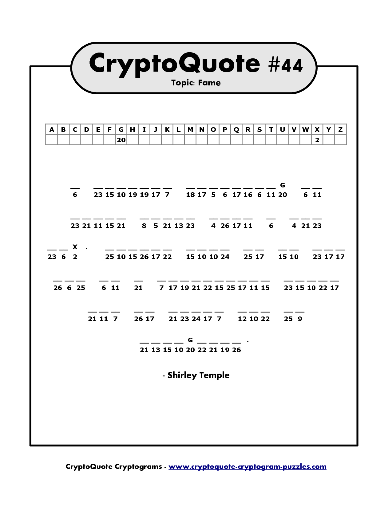 Cryptogram Puzzles To Print | Shirley Temple Cryptoquote - Printable - Printable Puzzles Cryptograms