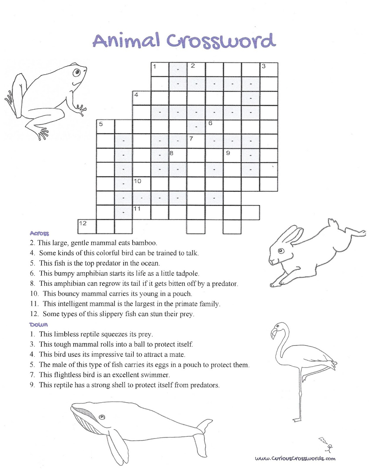 Wildlife Crossword Puzzle Printable | Printable Crossword ...