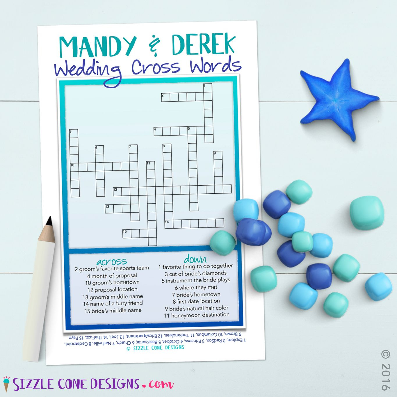 Custom Wedding Crossword Puzzle Game Printable #219 | Member Board - Free Printable Bridal Shower Crossword Puzzle