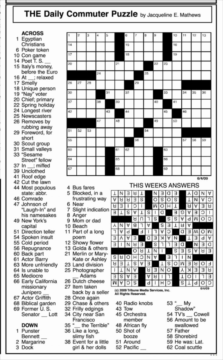 free daily print crossword