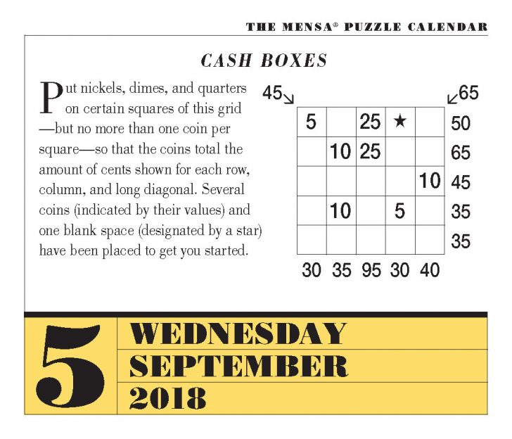 Daily Riddle Calendar Daily Calendar Printable 2019 Printable Mensa