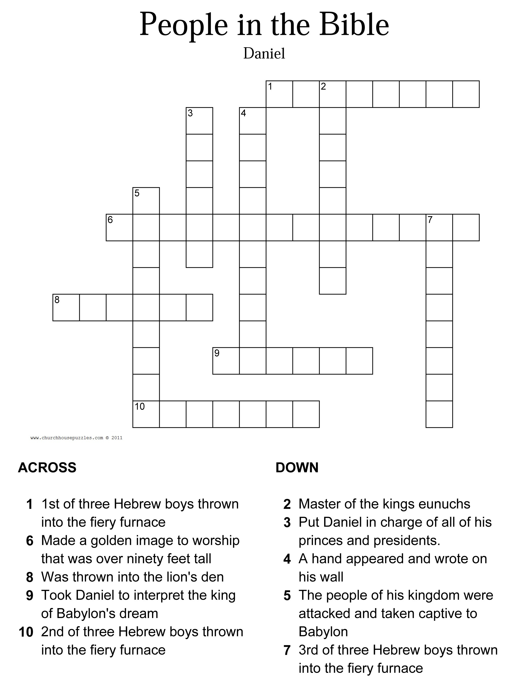 Free Bible Crosswords Printable