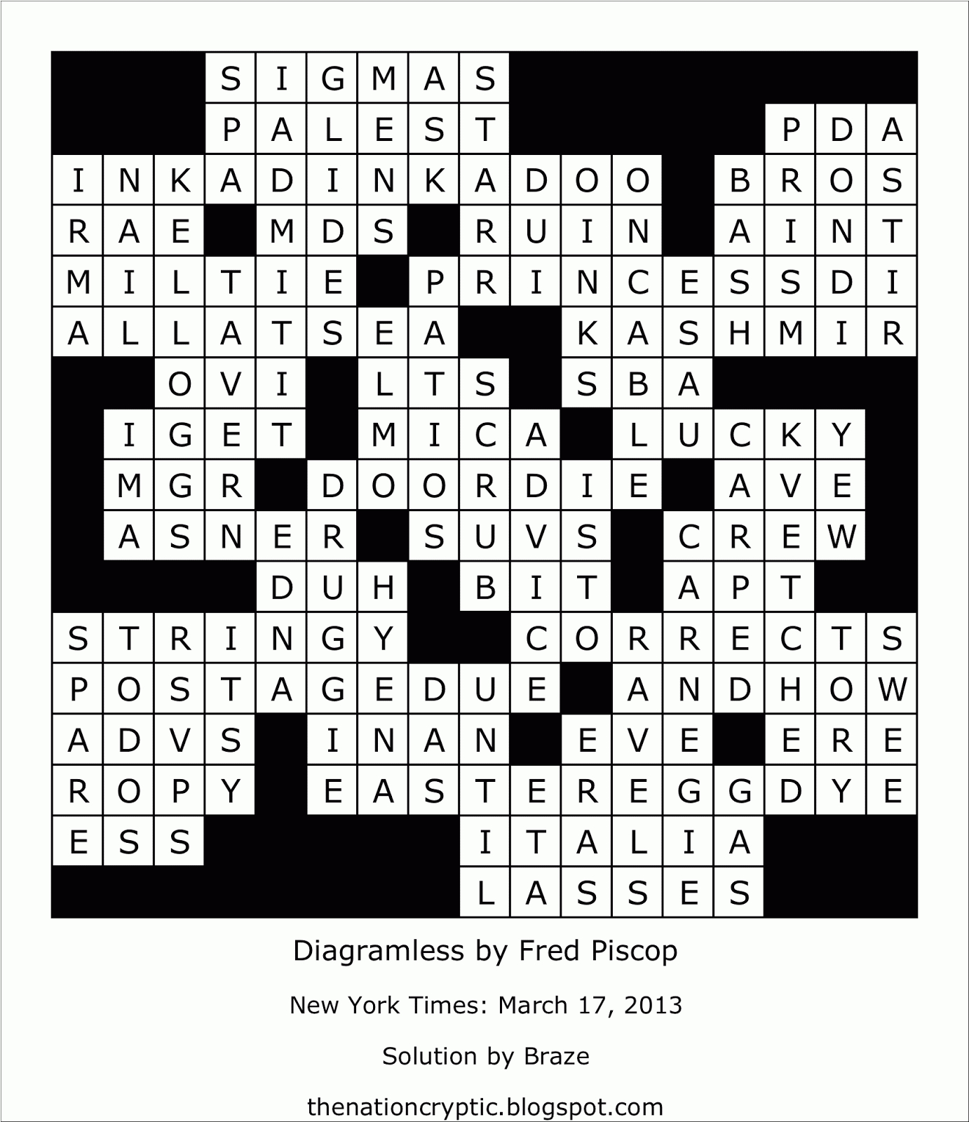 Printable Diagramless Crossword Puzzles Printable Crossword Puzzles