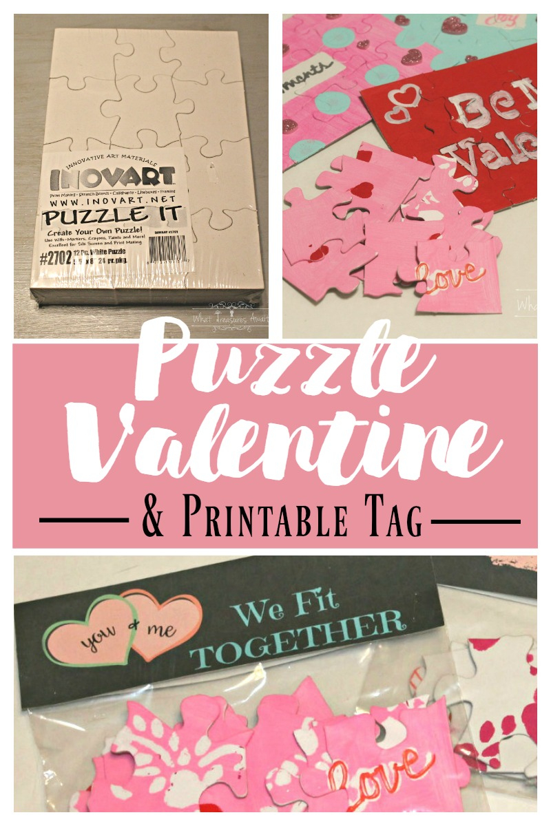 Diy Puzzle Valentine - What Treasures Await - Printable Valentine Puzzle