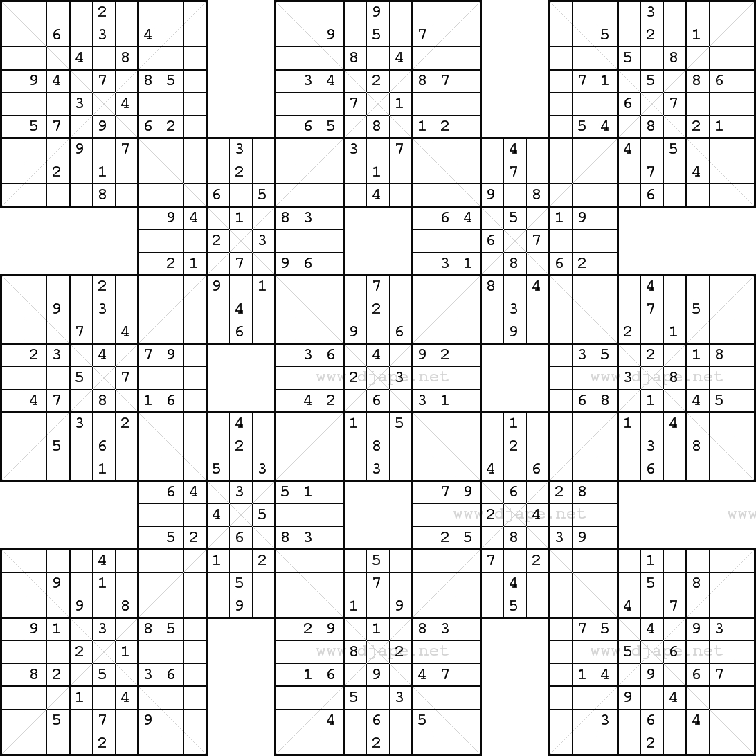 Double Harakiri Sudoku X - Printable Sudoku X Puzzles