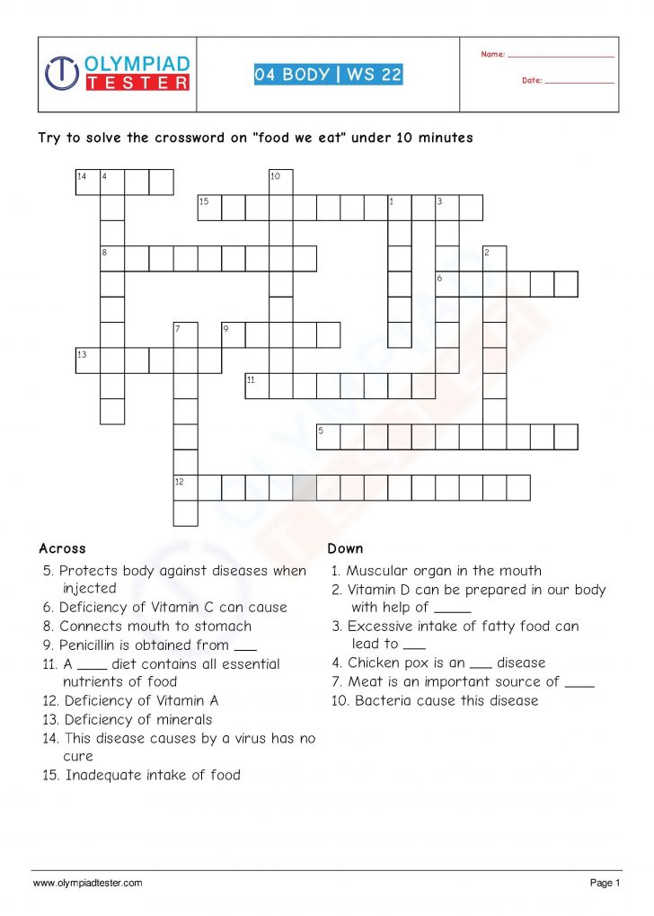 download grade 4 science worksheet crossword of olympiadtester on