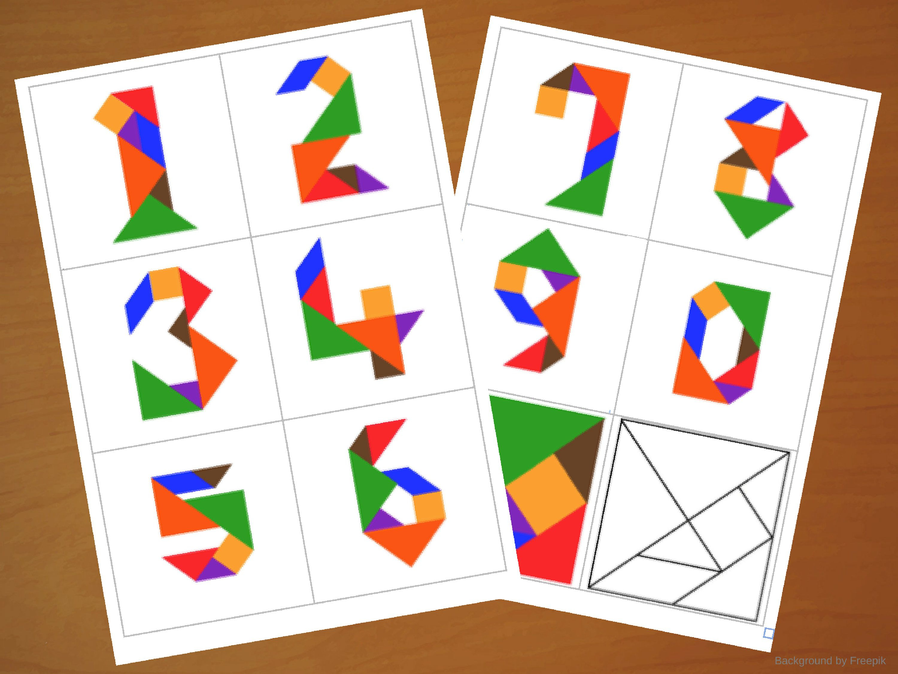 Downloadable Tangram Cards - Tangram Numbers - Tangram Puzzles - 7 Piece Tangram Puzzle Printable