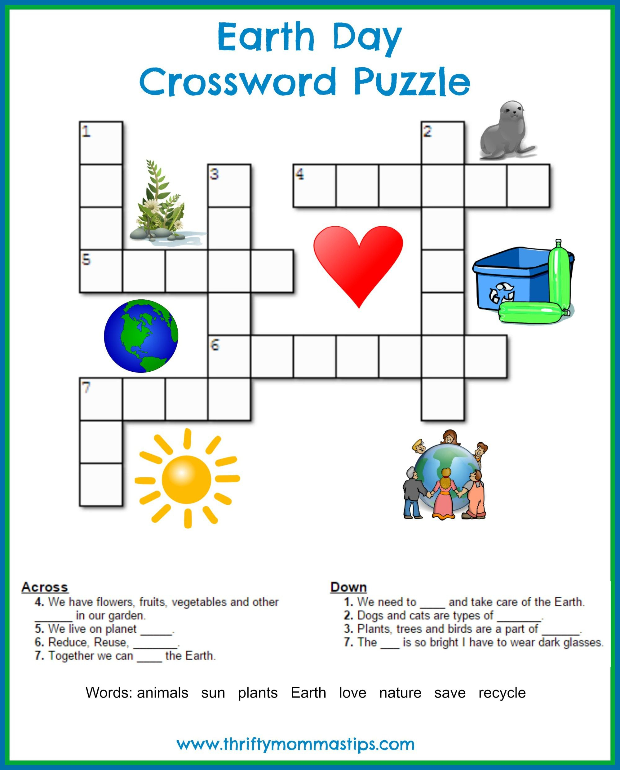 Earth Day Crossword Puzzle | Earth Day | Printable Crossword Puzzles - Printable Crossword Of The Day