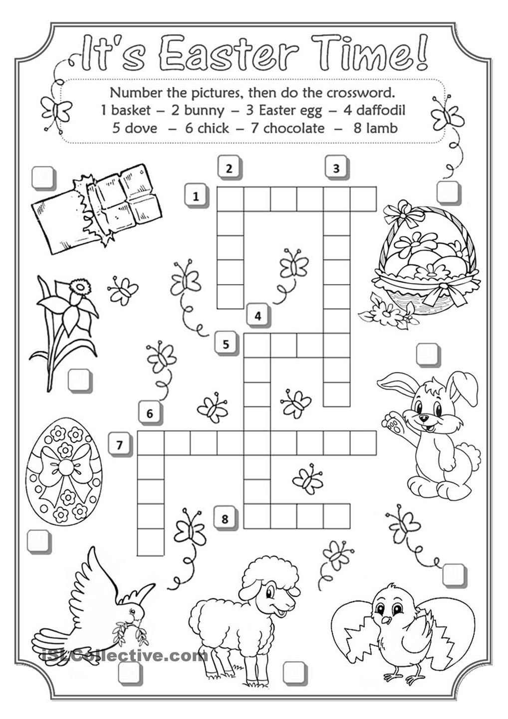 Easter Crossword | Teaching English | Easter Crossword, Easter - Easter Crossword Puzzle Printable Worksheets