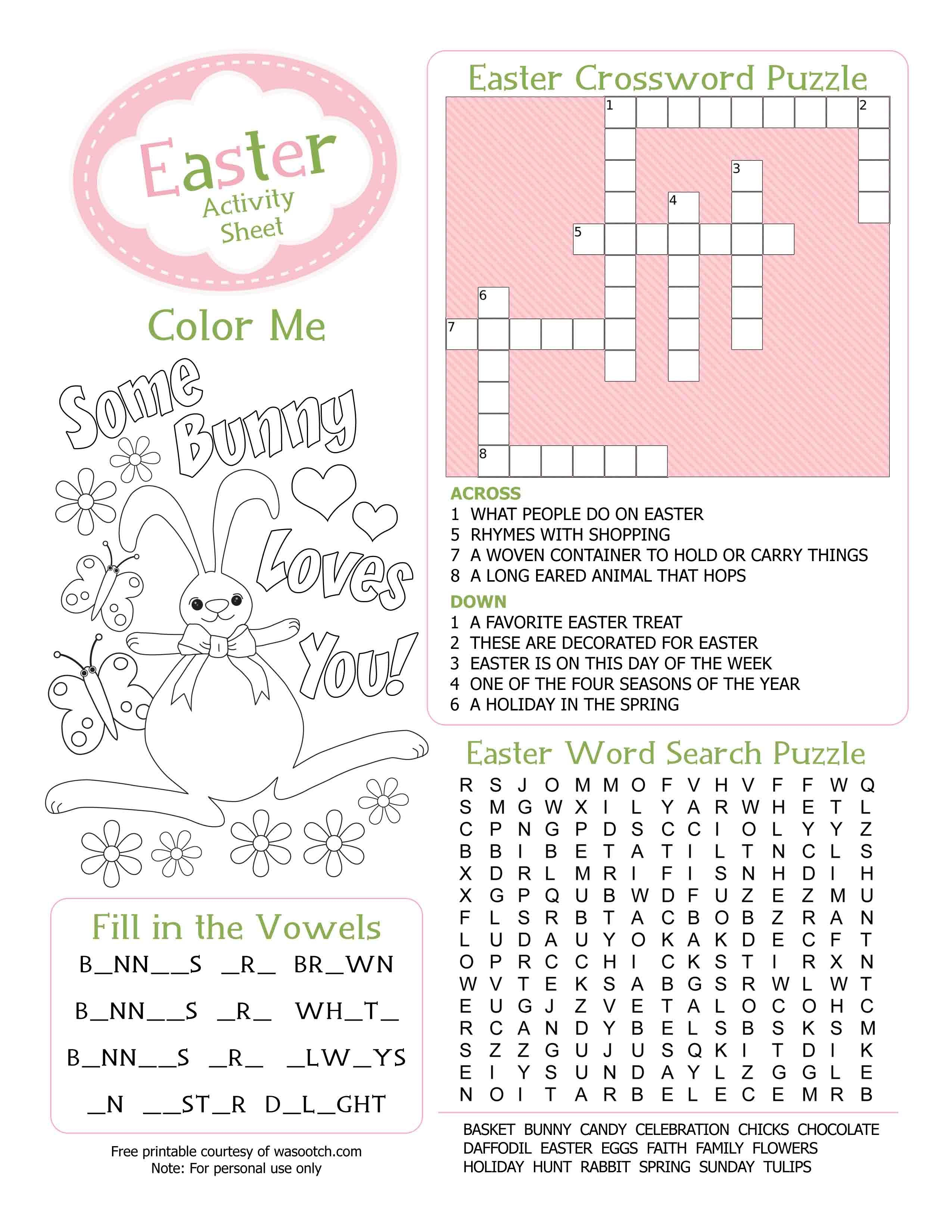 Easter Kid&amp;#039;s Activity Sheet Free Printables Available @party - Easter Crossword Puzzle Printable Worksheets