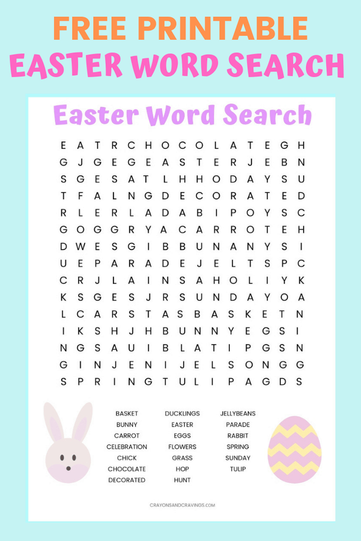 Easter Word Search Free Printable Worksheet For Kids - Printable Easter Puzzles For Adults