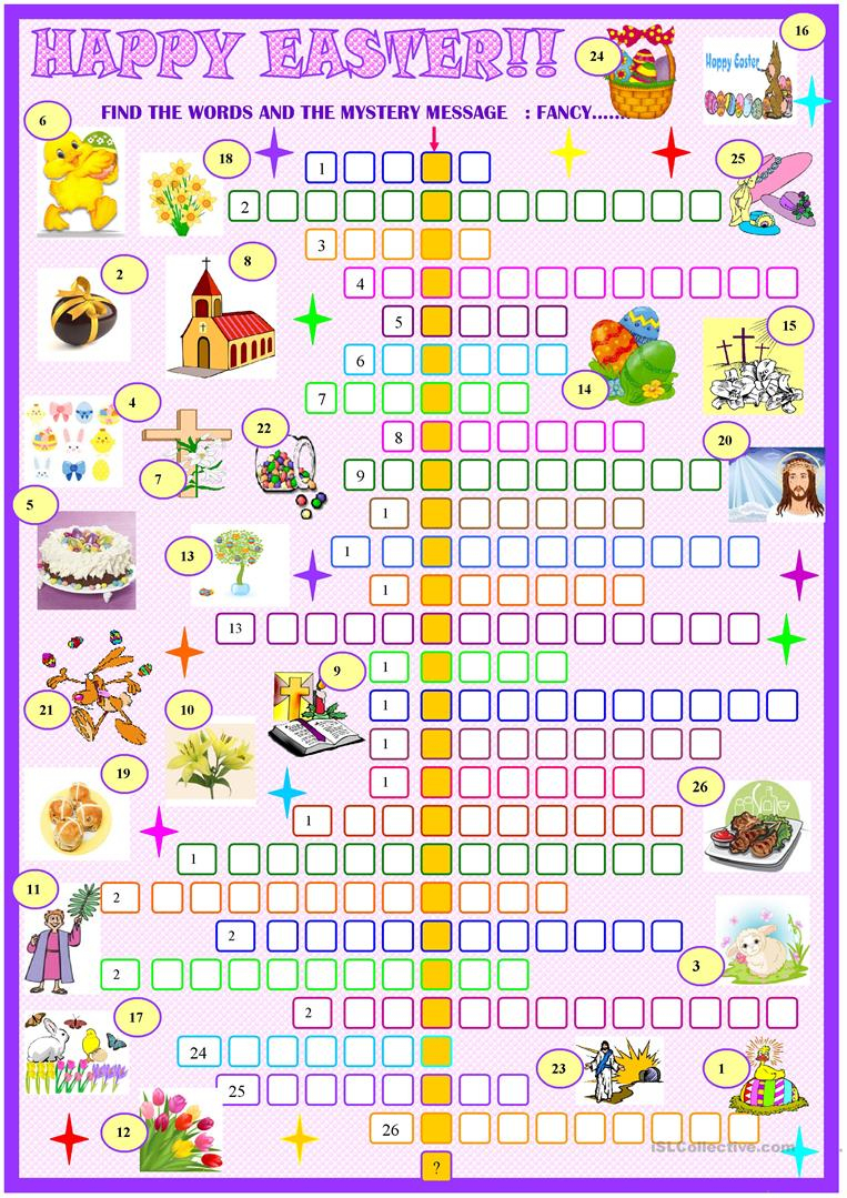 Easter:crossword Puzzle With Key Worksheet - Free Esl Printable - Printable Crossword Easter