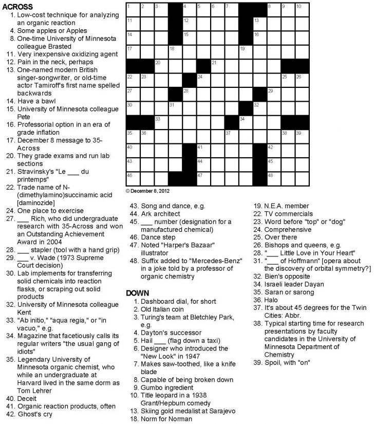Printable Crossword Puzzles Solutions