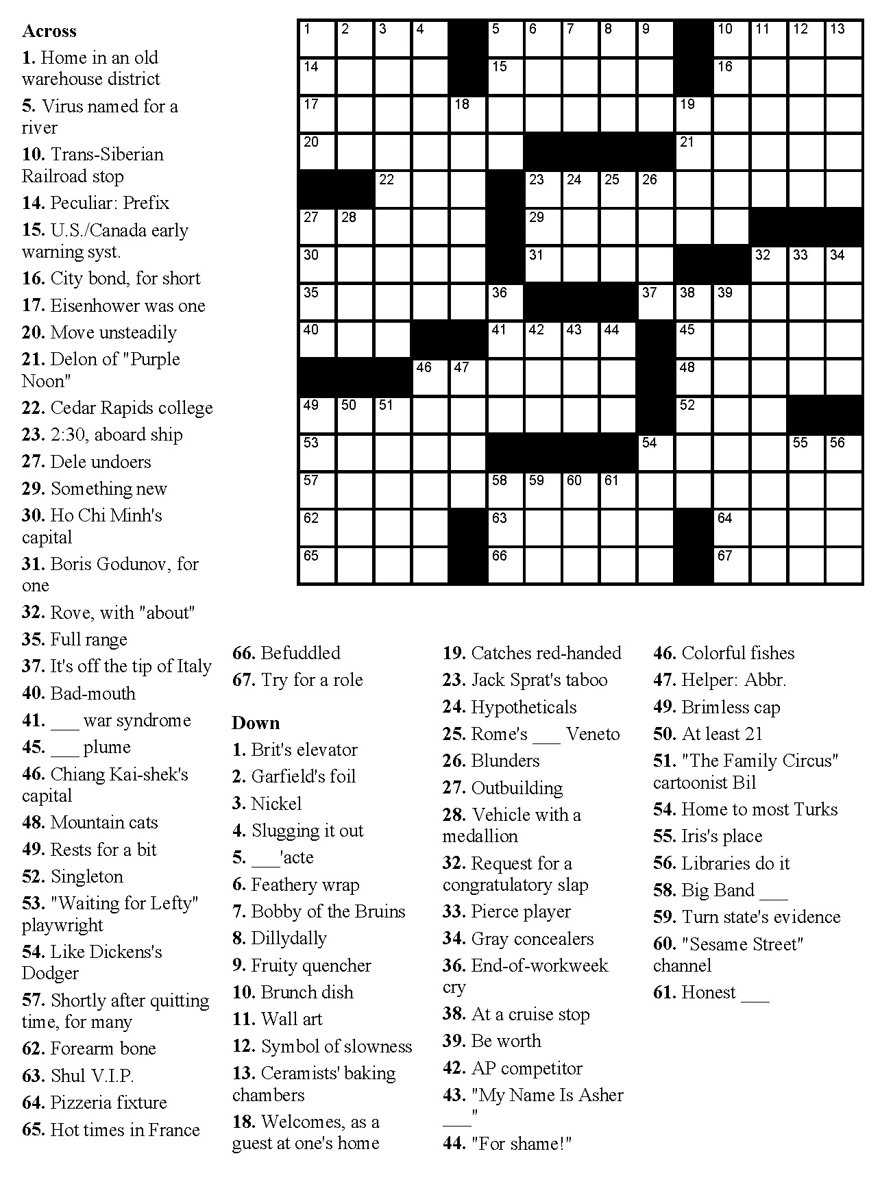 Printable Puzzles Fill In | Printable Crossword Puzzles