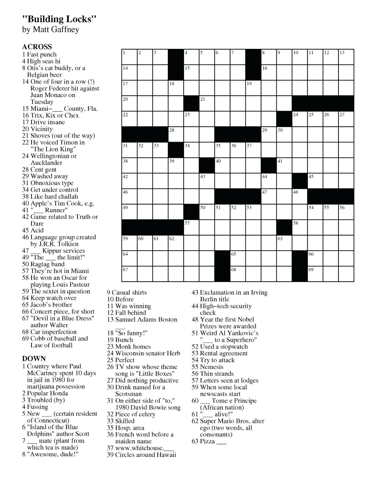 Easy Crossword Puzzle Printable – Loveisallaround.club - Printable Crossword Puzzles Uk