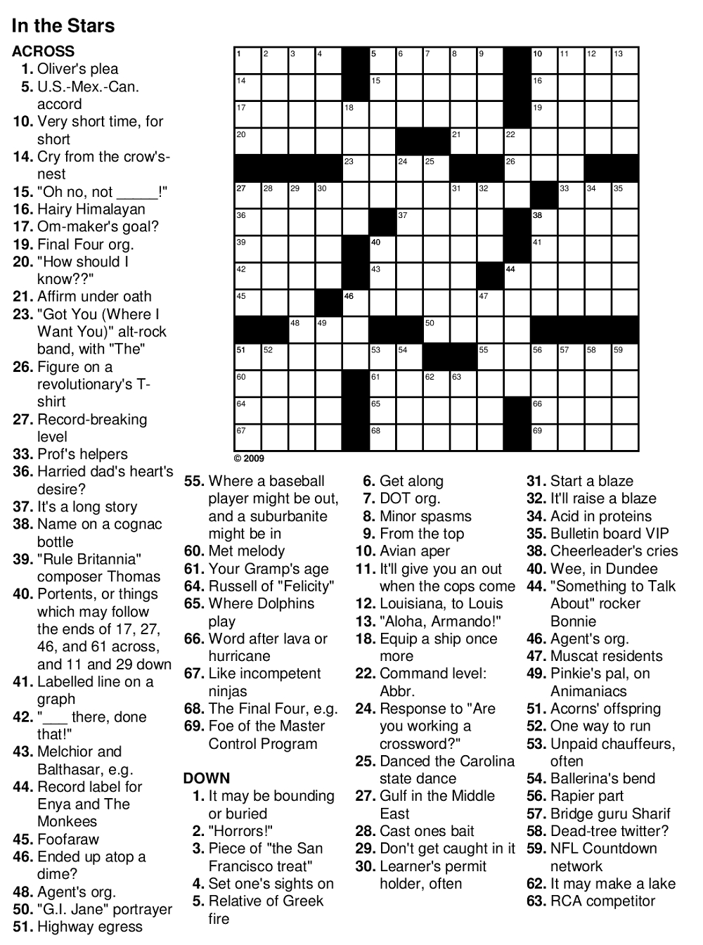 Printable Crossword For Seniors Printable Crossword Puzzles