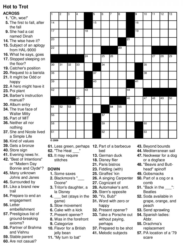 Easy Printable Crossword Puzzles With Answers