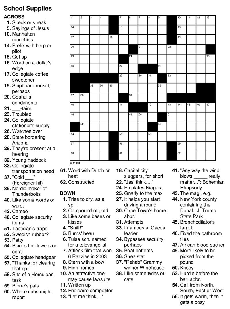 Easy Crossword Puzzles For Seniors Practice » Printable Coloring - Printable Crossword For Seniors