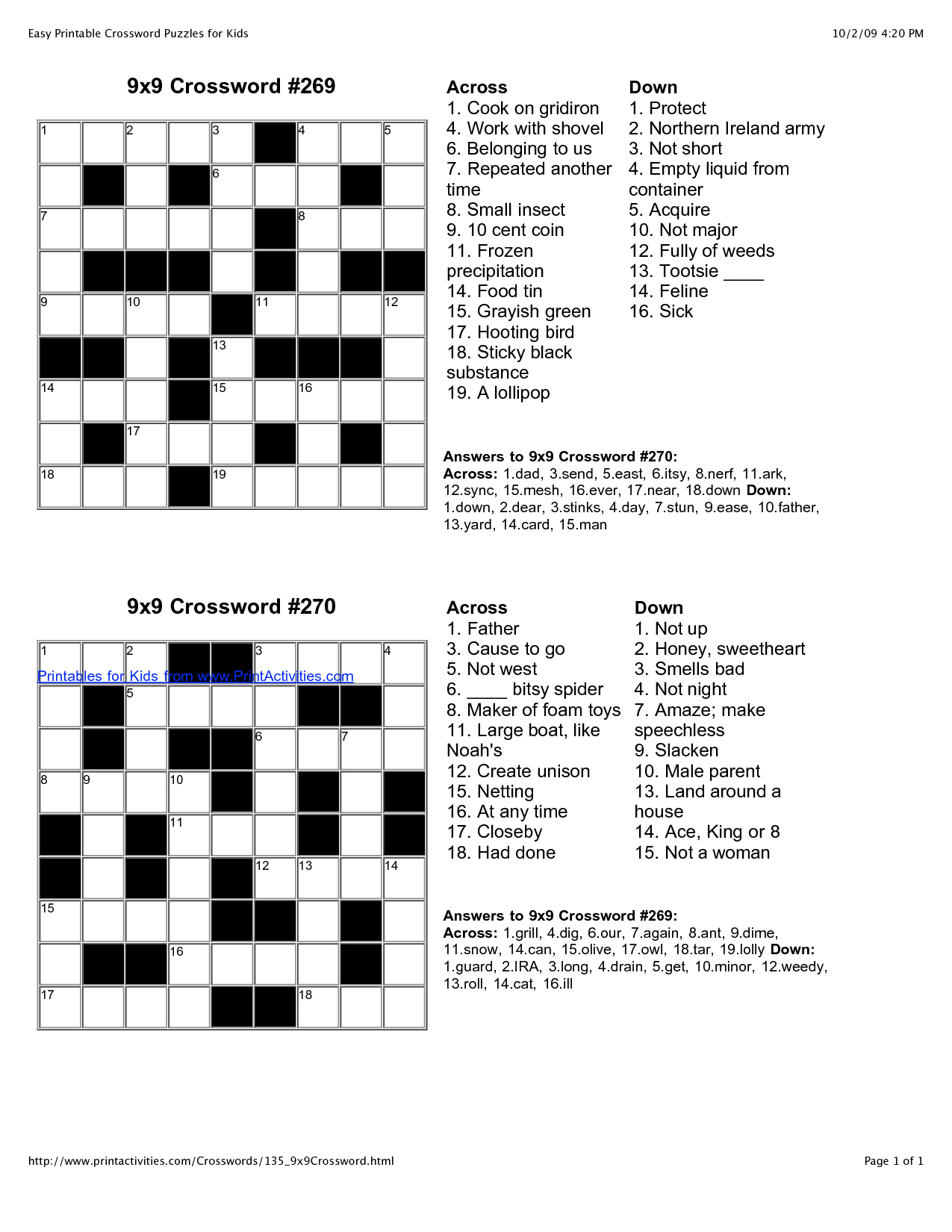 Printable Puzzles For 11 Year Olds Printable Crossword Puzzles