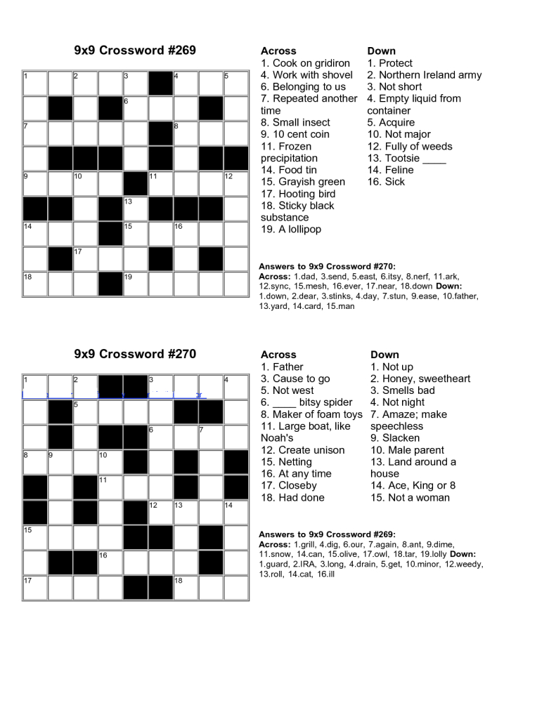 Easy Kids Crossword Puzzles | Kiddo Shelter | Educative Puzzle For - Easy Crossword Puzzles With Answers Printable
