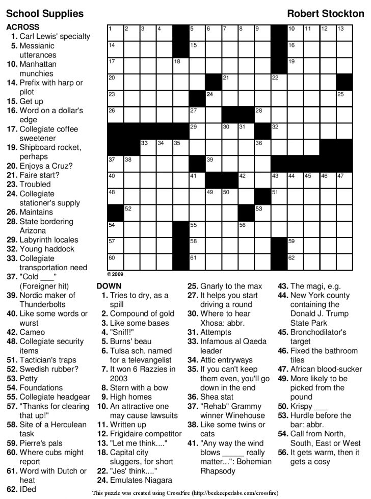 Very Easy Printable Crossword Puzzles