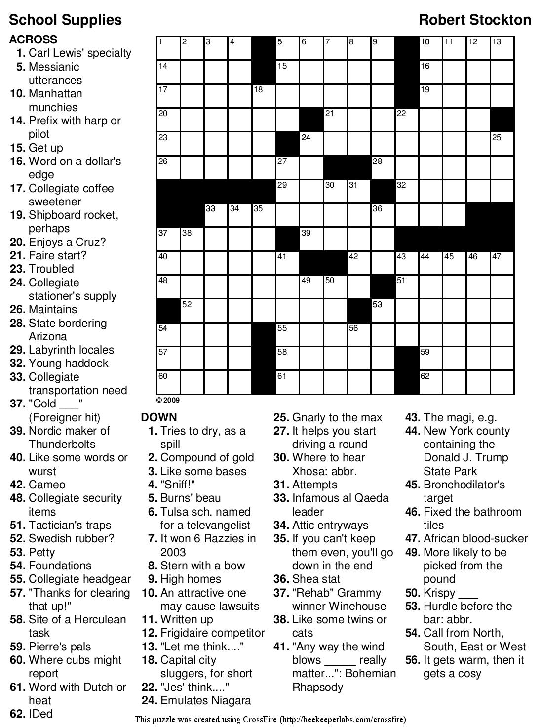 Easy Printable Crossword Puzzles | Educating The Doolittle | Free - Crossword Puzzle Printable High School