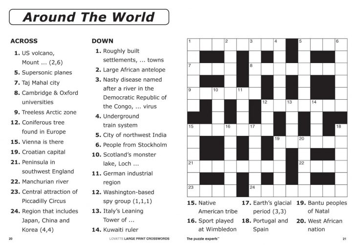 Printable Crossword Puzzles With Answers Pdf