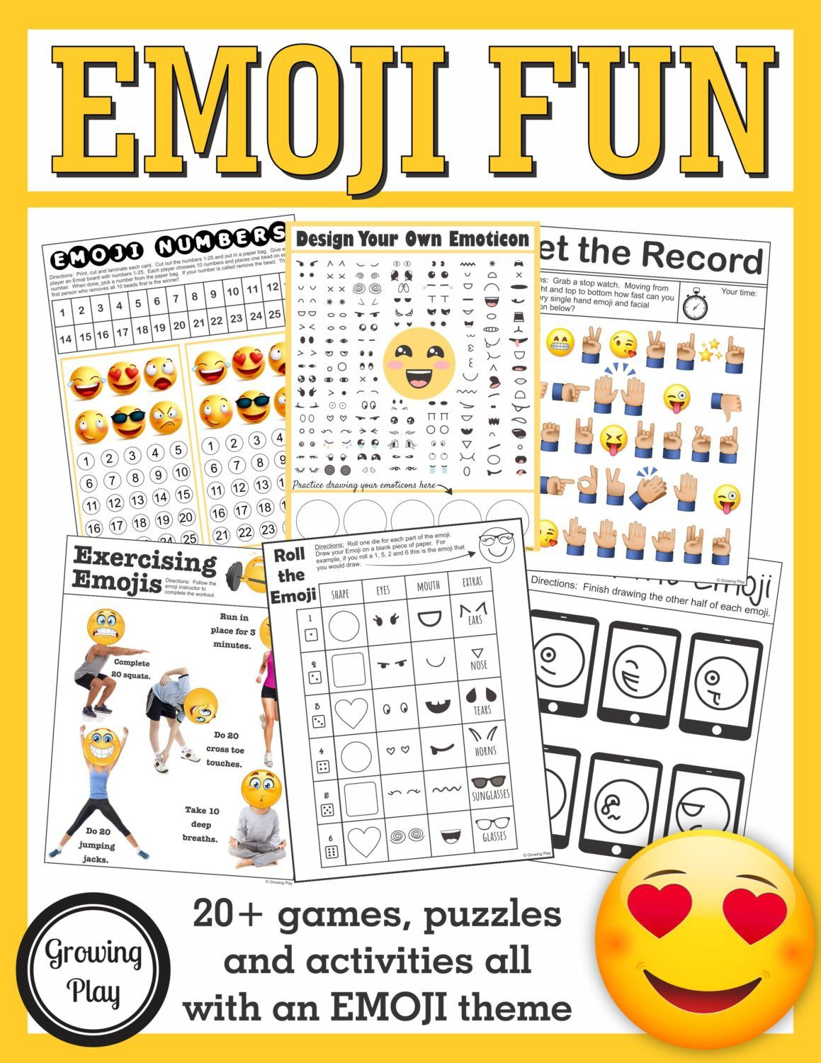 Emoji Games And Puzzles Packet Emoji Birthday Parties In 2019 - Printable Emoji Puzzles