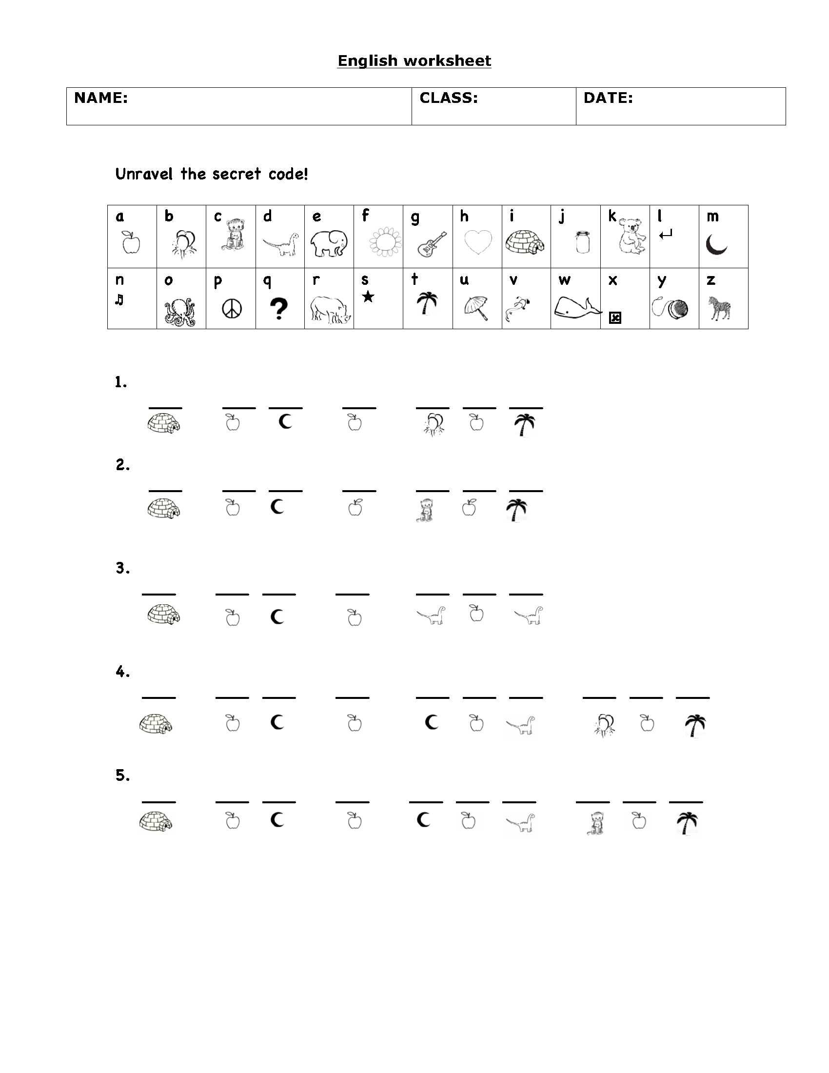 English Puzzle Worksheet- Crack The Code! &amp;quot;a&amp;quot; Words. | Crack The - Worksheet English Puzzle