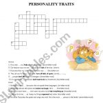 English Worksheets: Personality Traits  Crossword Puzzle   Printable Character Traits Crossword Puzzle