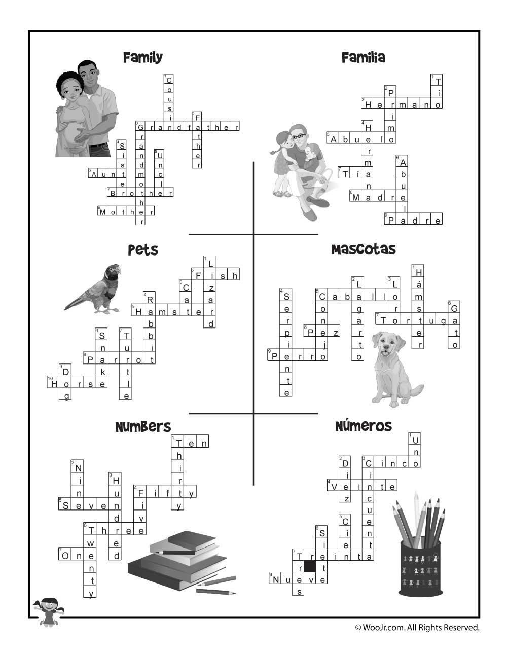 Esl Worksheet Crossword Puzzle Answers | Woo! Jr. Kids Activities - Printable Spanish Crossword Puzzle