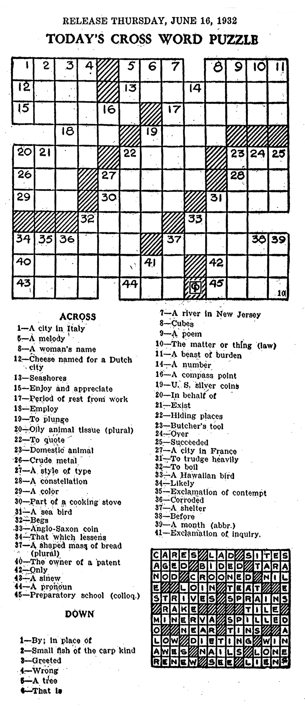 Eugene Sheffer Printable Crossword Puzzles