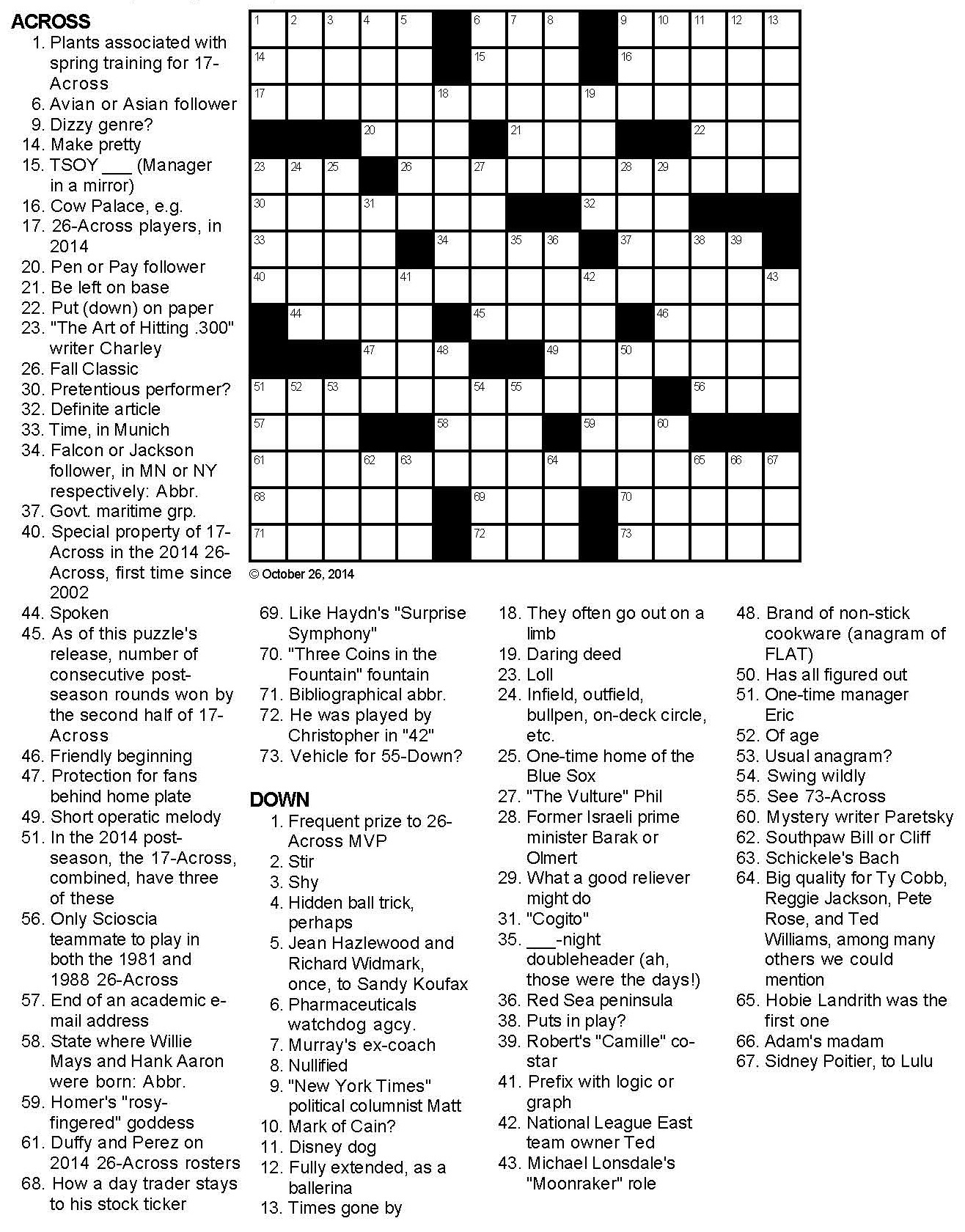 Even Odds Sports-Themed Crossword Puzzle - Printable Crossword Puzzles About Sports
