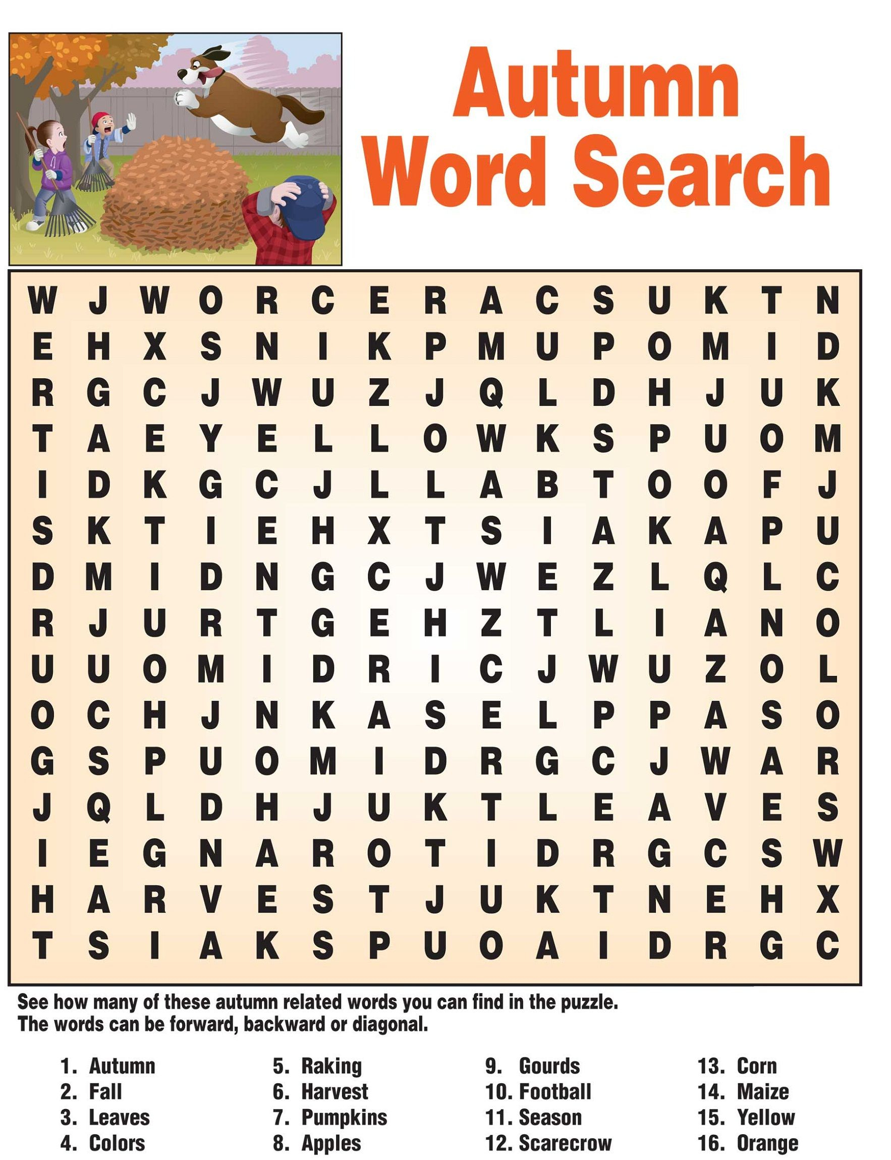 Fall Word Search Best Coloring Pages For Kids Printable Autumn 