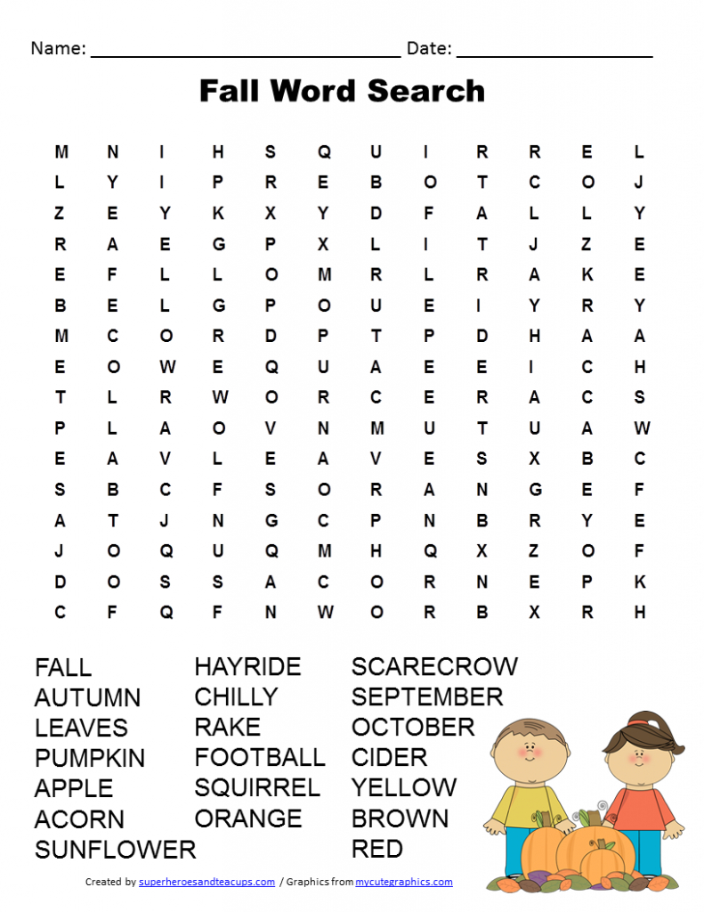 Fall Word Search Free Printable | Autumn | Fall Words, Fall Word - Printable November Puzzles