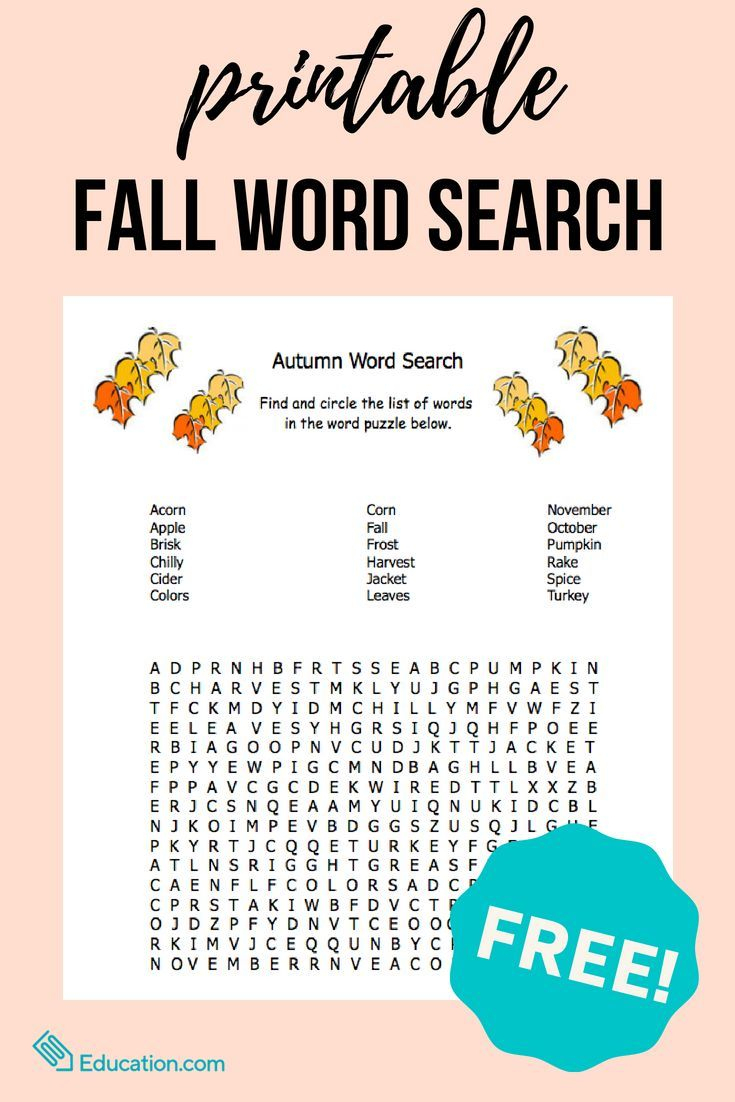 Fall Word Search | Freebies For Special Education | Fall Word Search - Printable Ela Puzzles