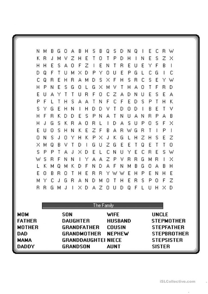Printable English Vocabulary Crossword Puzzle