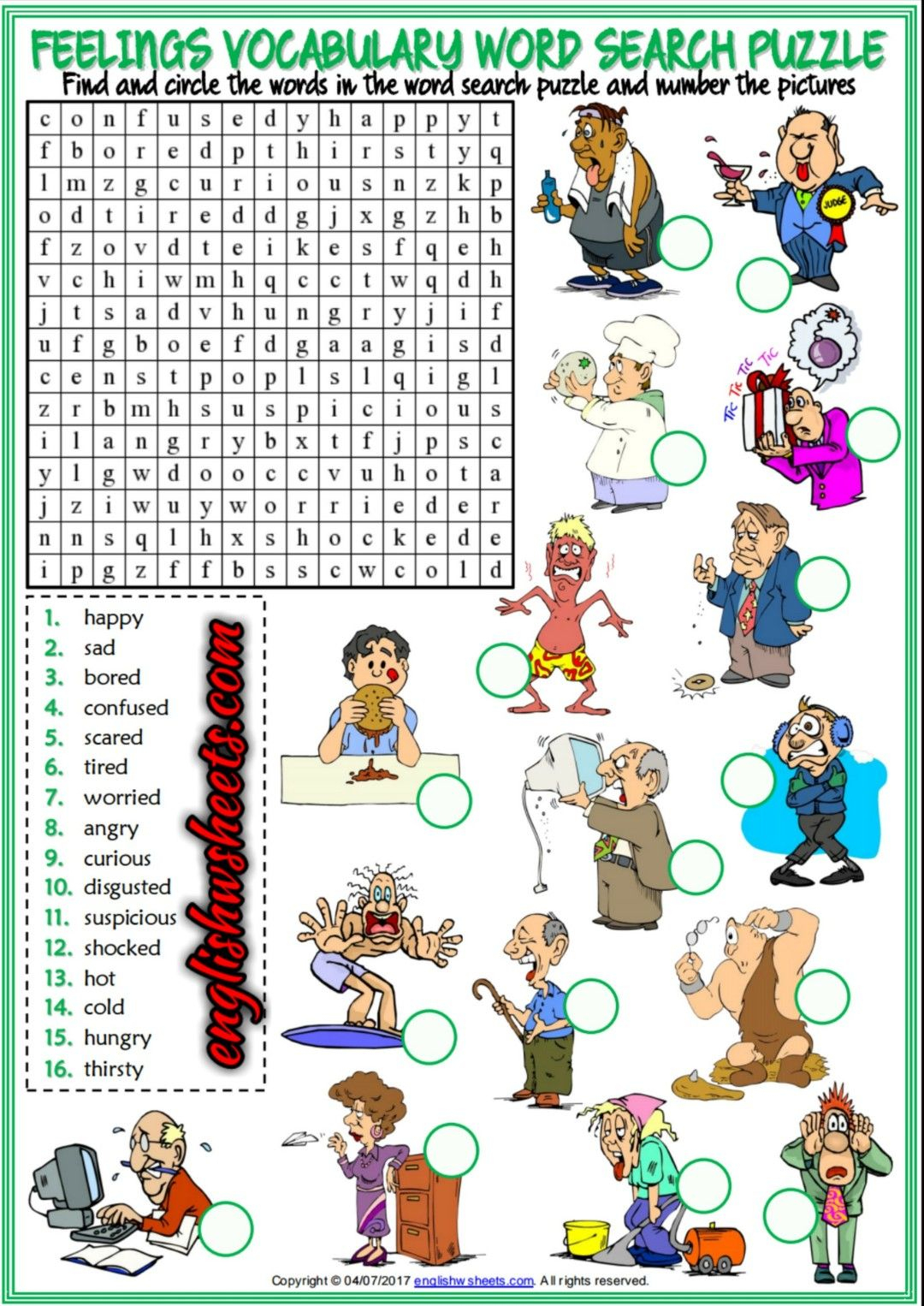 Feelings Emotions Esl Printable Word Search Puzzle Worksheets For - Printable Feelings Puzzle