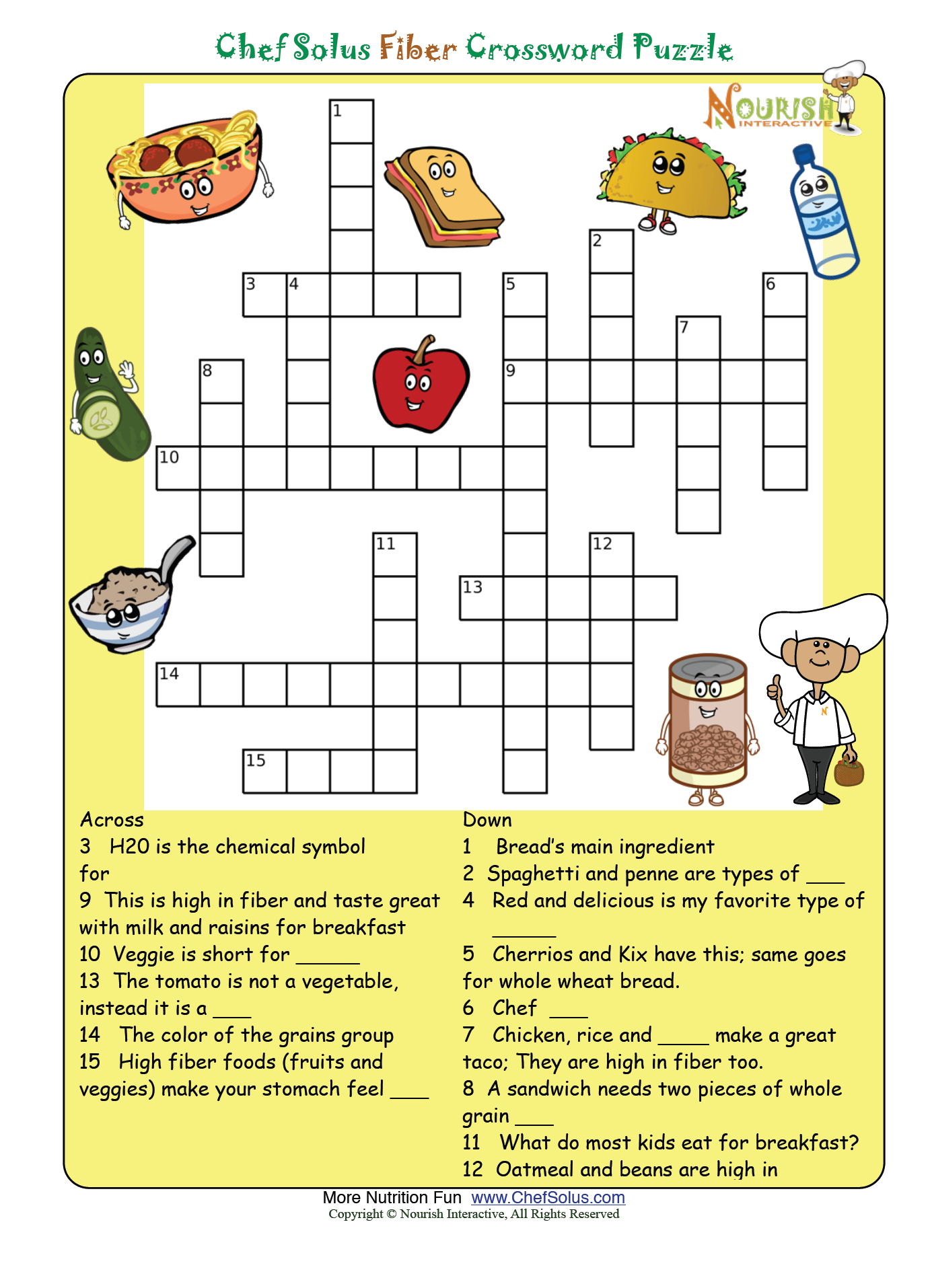 Fiber Puzzle * Please Make Sure To Print The Answer Key As Well - Nutrition Printable Puzzle