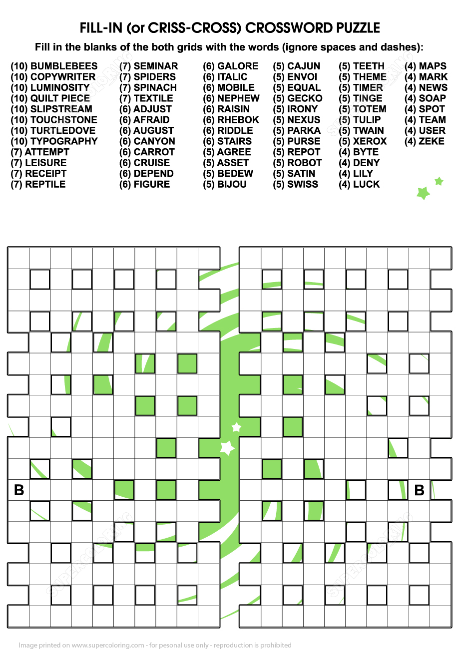 Fill In Crossword Criss-Cross Puzzle | Free Printable Puzzle Games - Free Printable Fill In Crossword Puzzles