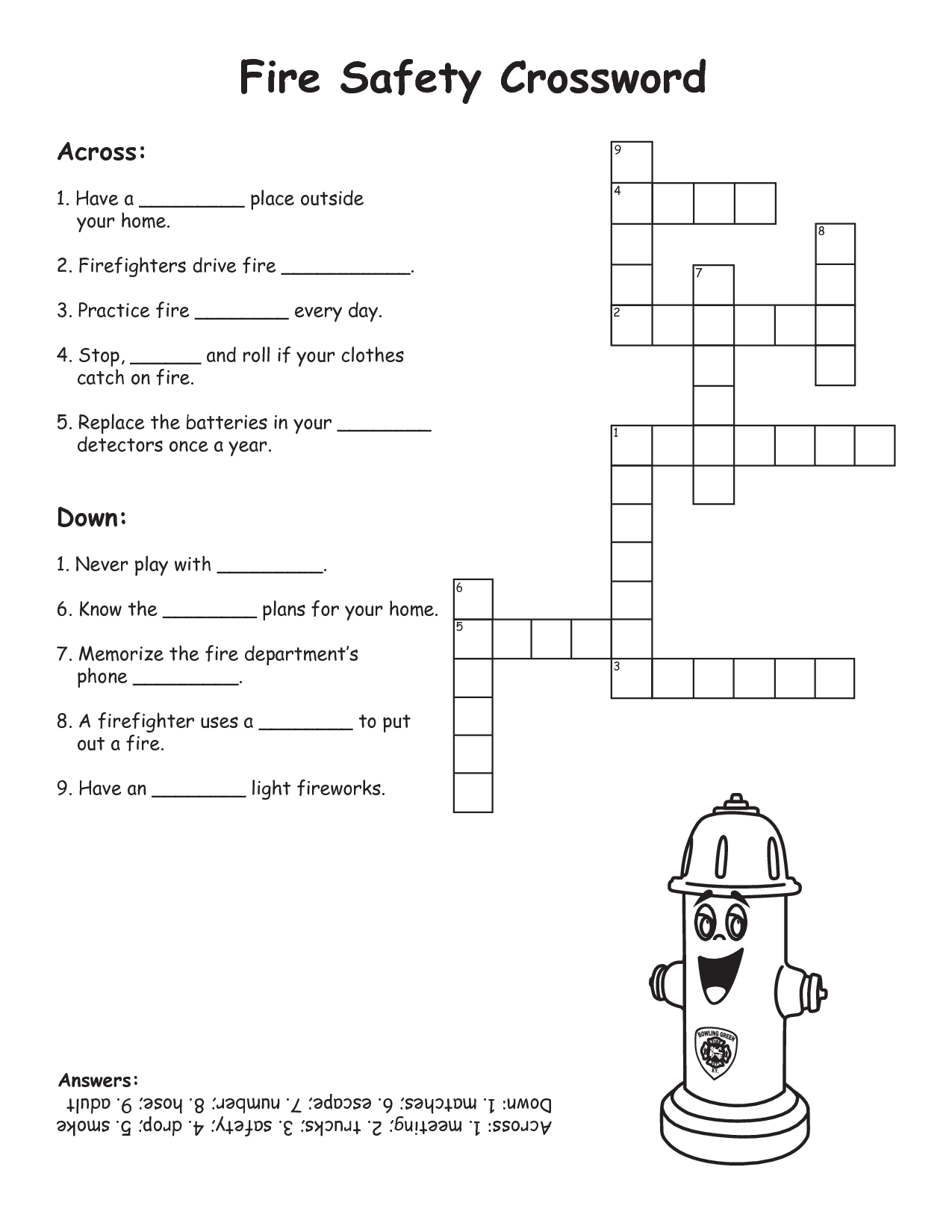 Fire Safety Printables | Fire Safety Crossword | For The Classroom - Dog Crossword Puzzle Printable