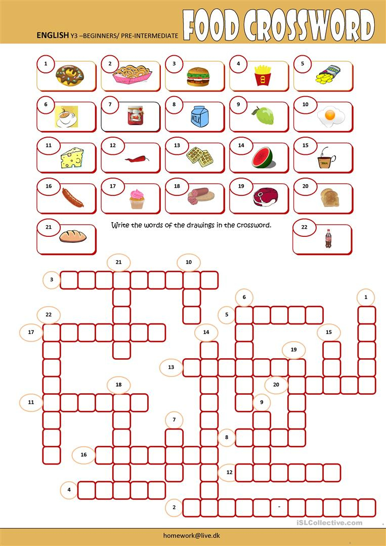 Food Crossword Worksheet - Free Esl Printable Worksheets Made - Printable Crossword Food