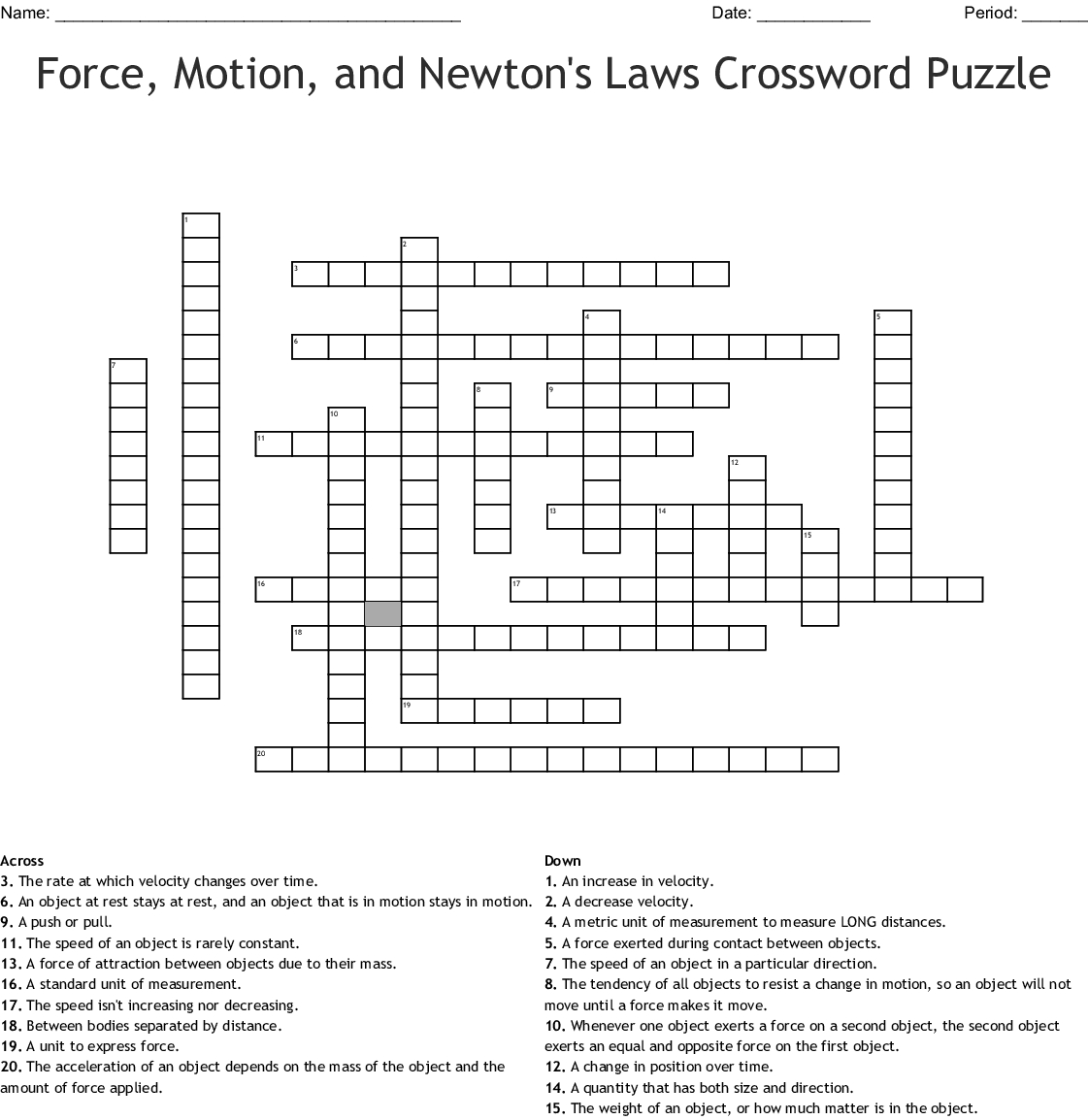 Newton s Motion Trio Crossword BAHIA HAHA