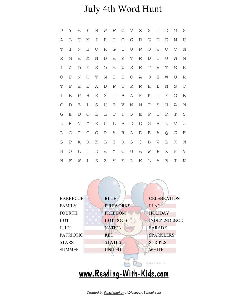 Fourth Of July - Printable Fourth Of July Crossword Puzzles