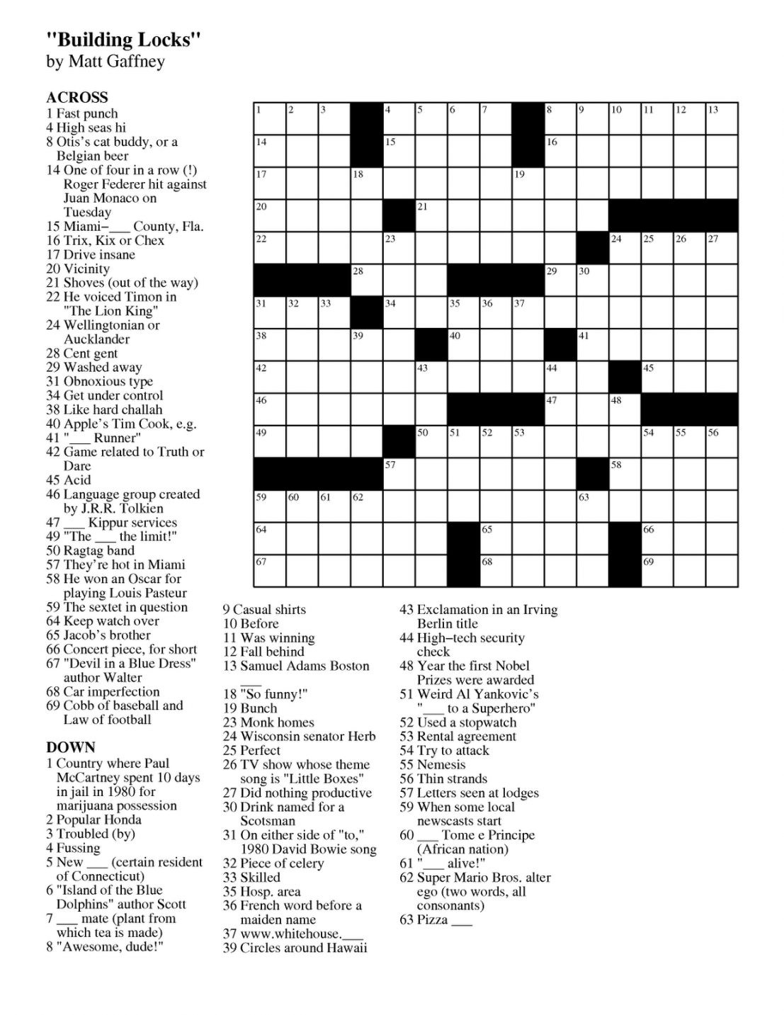 very easy daily crosswords to print may 2016