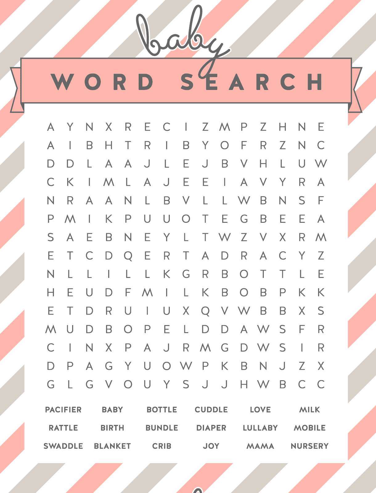 Free Baby Shower Word Search Puzzles - Printable Baby Crossword Puzzles