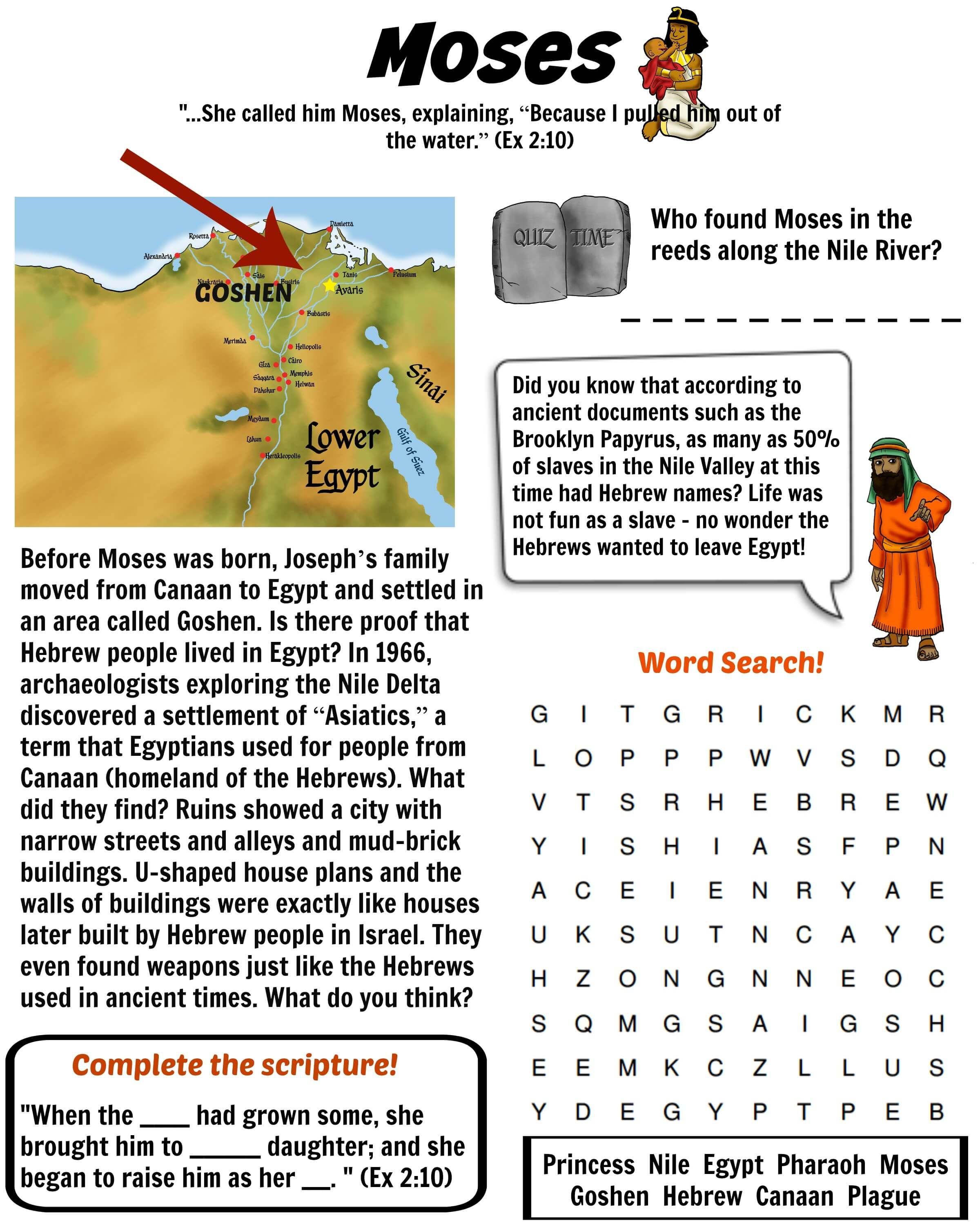 Free Printable Word Search About Moses